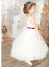 Ivory Lace Tulle Tea Length Flower Girl Dress